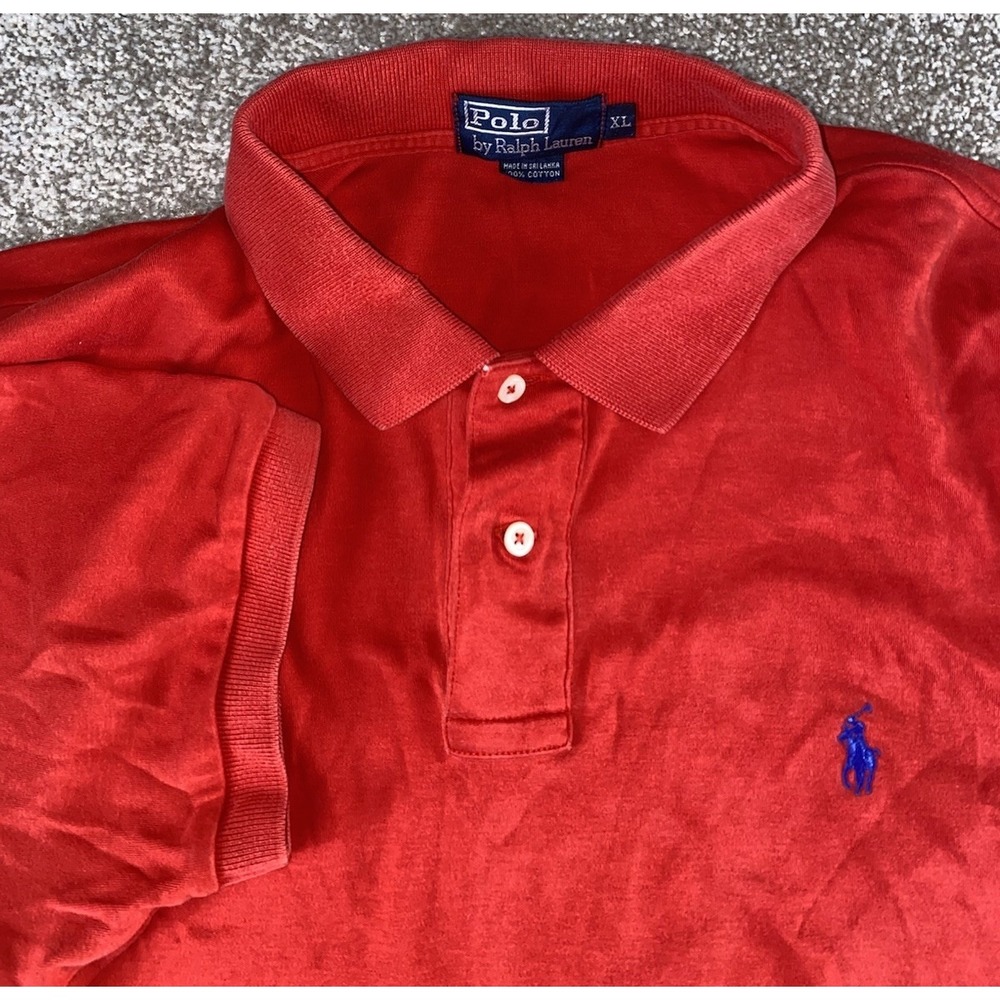Polo Ralph Lauren Polo Shirt Mens XL Solid Red Soft Cotton Blue Pony Preppy Work